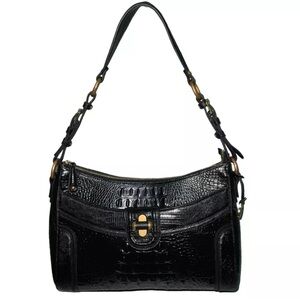 Brahmin Vintage Izzie Melbourne Croc Embossed Leather Hobo Shoulder Bag